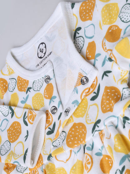 Pure Cotton Lemon Print Full Sleeve Frock & Panty