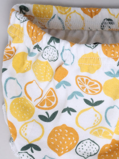 Pure Cotton Lemon Print Full Sleeve Frock & Panty