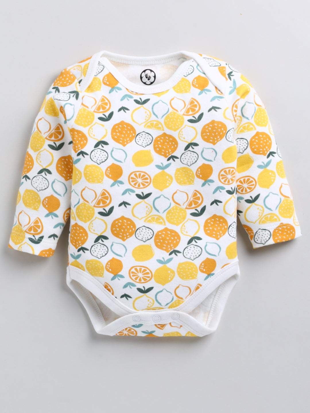 Cotton Full Sleeve Cute Lemon Print Onesie - Unisex