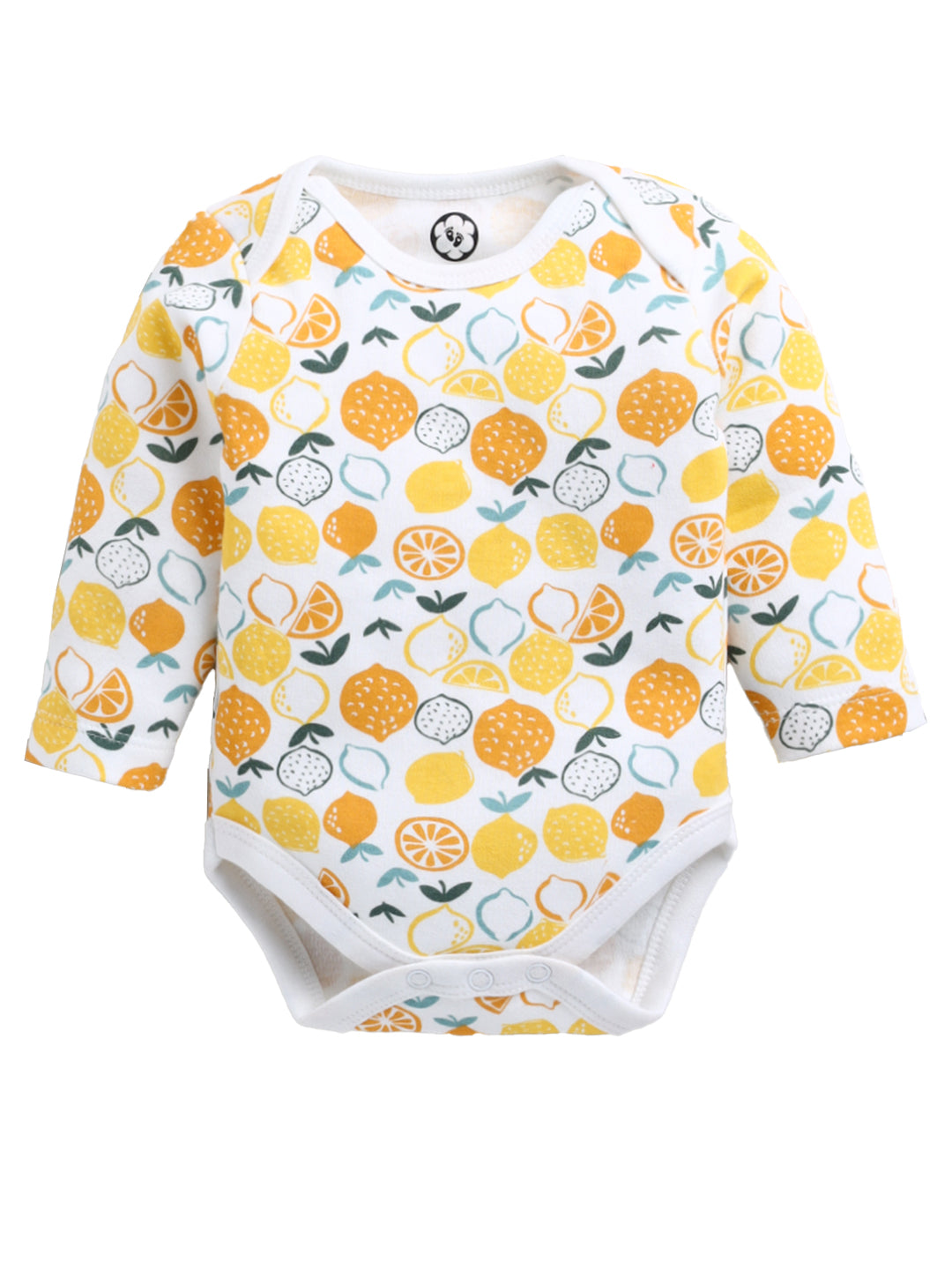 Cotton Full Sleeve Cute Lemon Print Onesie - Unisex