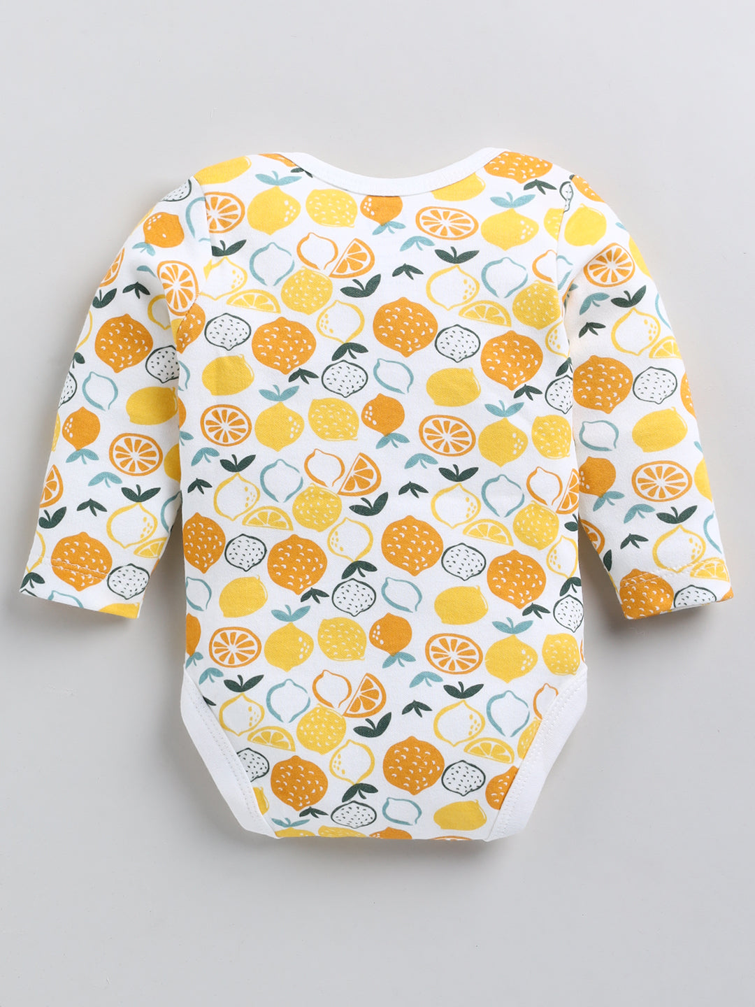 Cotton Full Sleeve Cute Lemon Print Onesie - Unisex