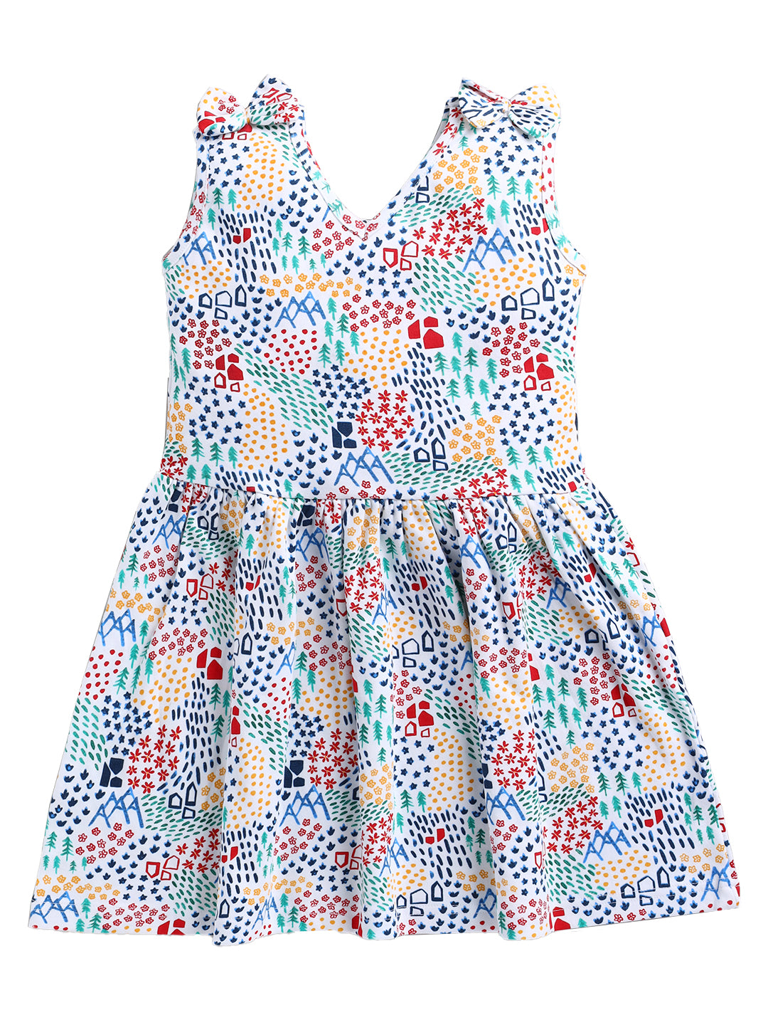 Comfortable Cotton Frock for Infant Girl- Nature Print