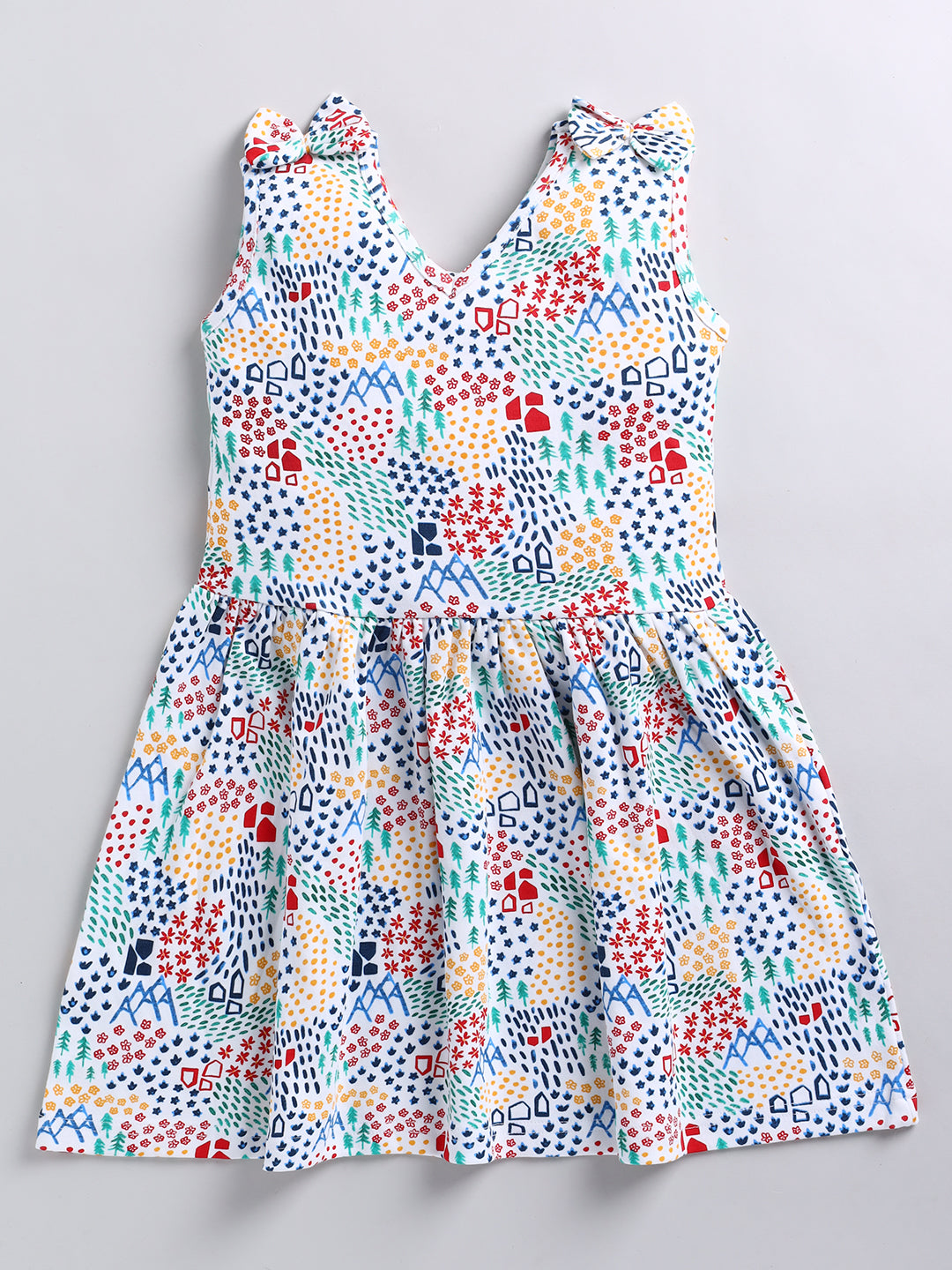 Comfortable Cotton Frock for Girls- Nature Print