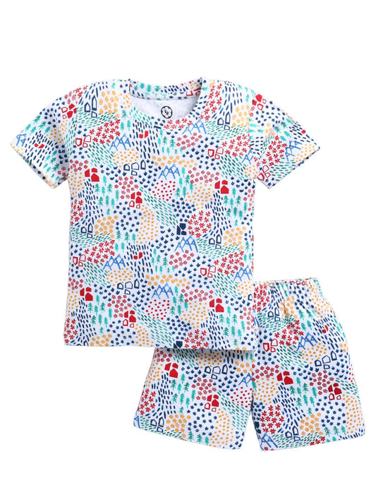 100% Cotton Half Sleeve Tshirt & Short set- Nature Print