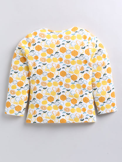 Cute Lemon Printed T-shirt and Pajama set - For Girls and Boys