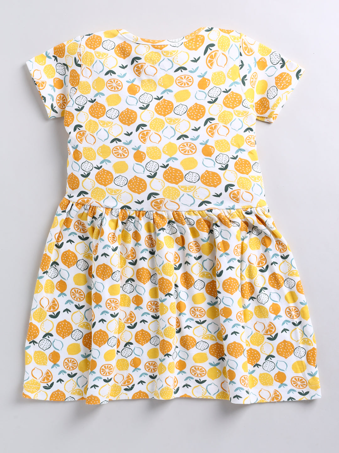 Lemon Print Pure Cotton Girls Half Sleeve Frock