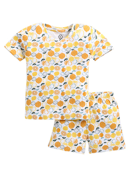 Lemon Printed T-shirts and Short Set for Boys and Girls