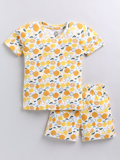 Lemon Printed T-shirts and Short Set for Boys and Girls