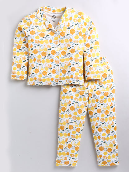 Stylish Lemon Print Night Suite - For Girls and Boys