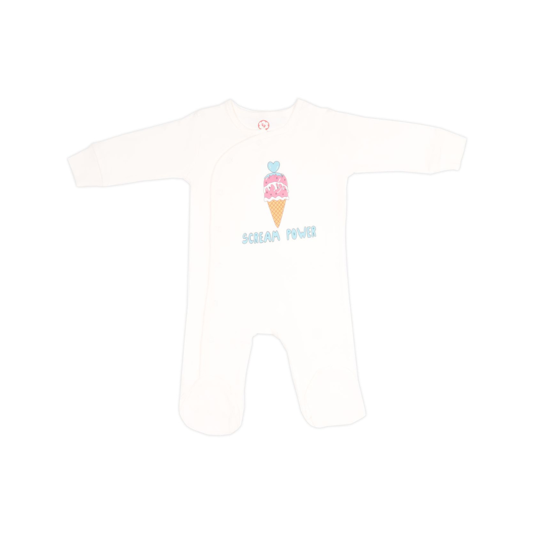 Full Body Romper Suit - Side Snap/Kimono style - Ice cream