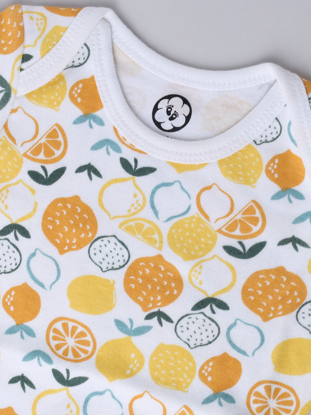 Cotton Full Sleeve Cute Lemon Print Onesie - Unisex