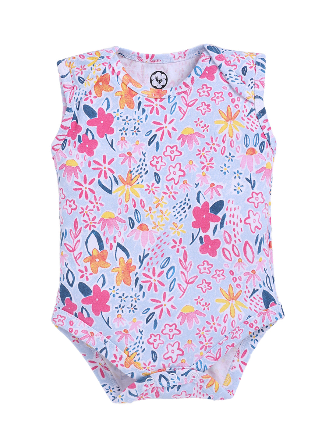 Flower Print Sleeve Less Onesie