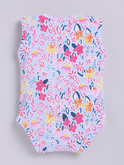 Flower Print Sleeve Less Onesie