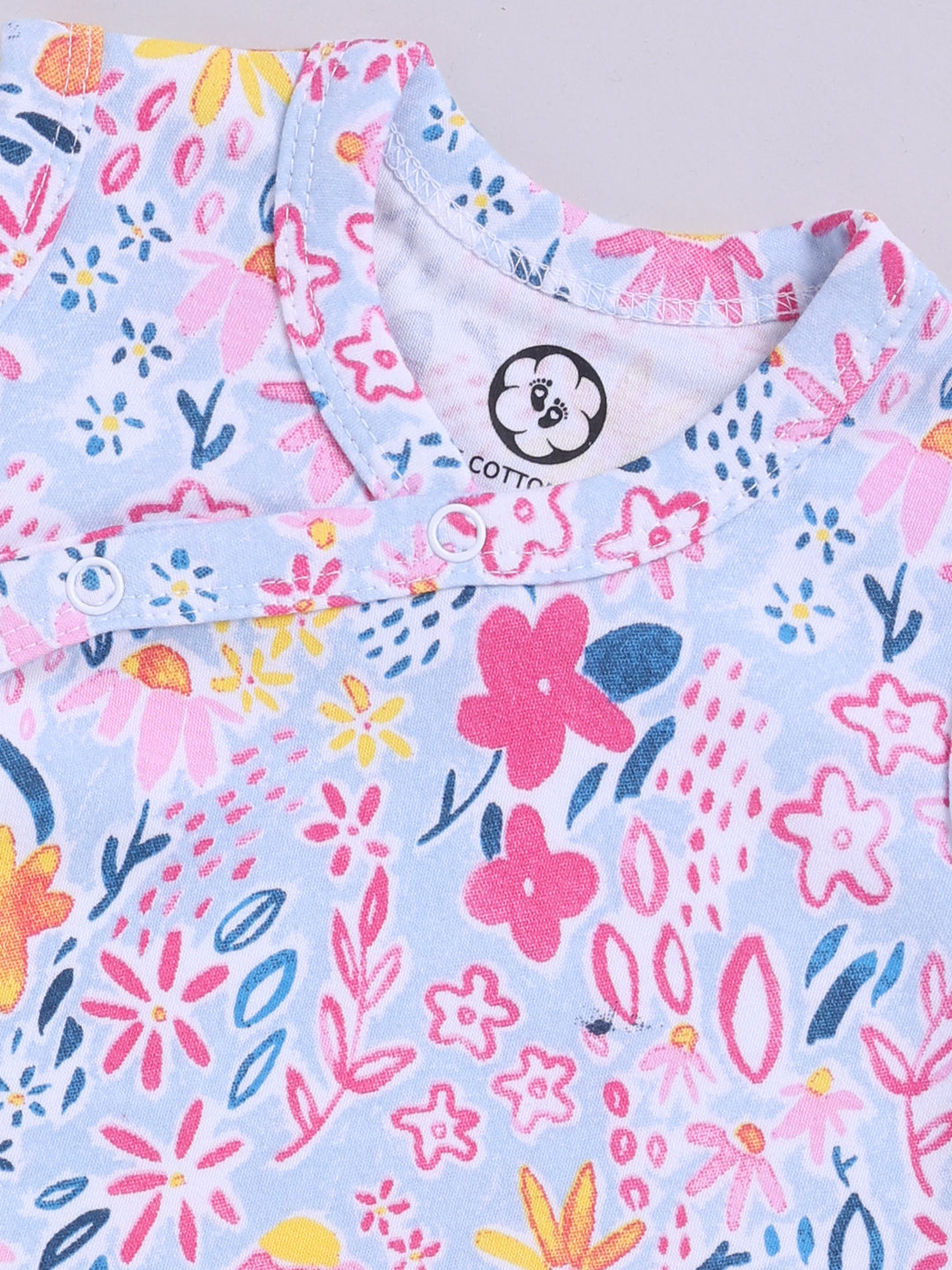 Flower Print Sleeve Less Onesie