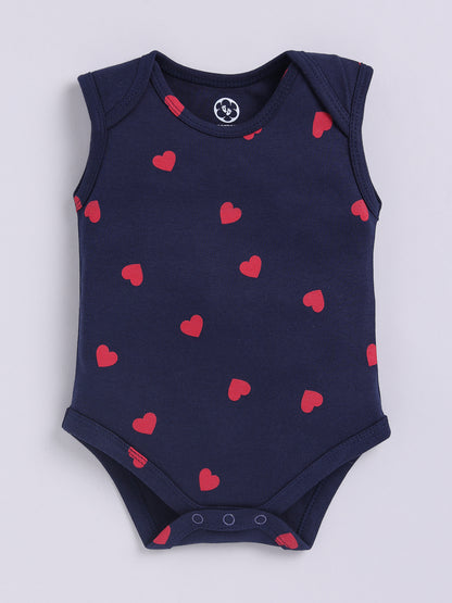 Red Heart Print Sleeve Less Onesie