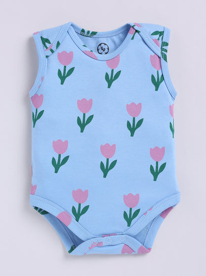 Tulip Print Sleeve Less Onesie