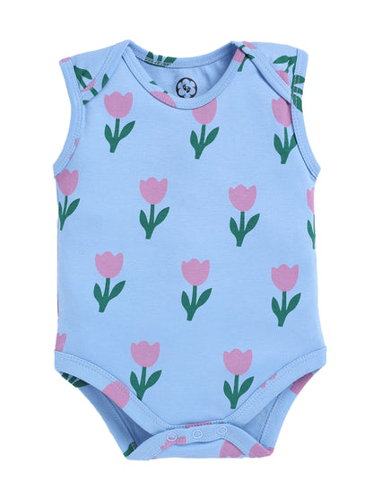 Tulip Print Sleeve Less Onesie