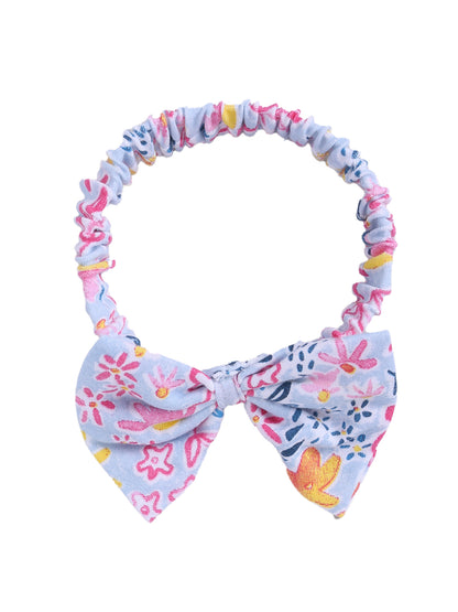 Flower Print Head Band with Bow - 0 to 2 years