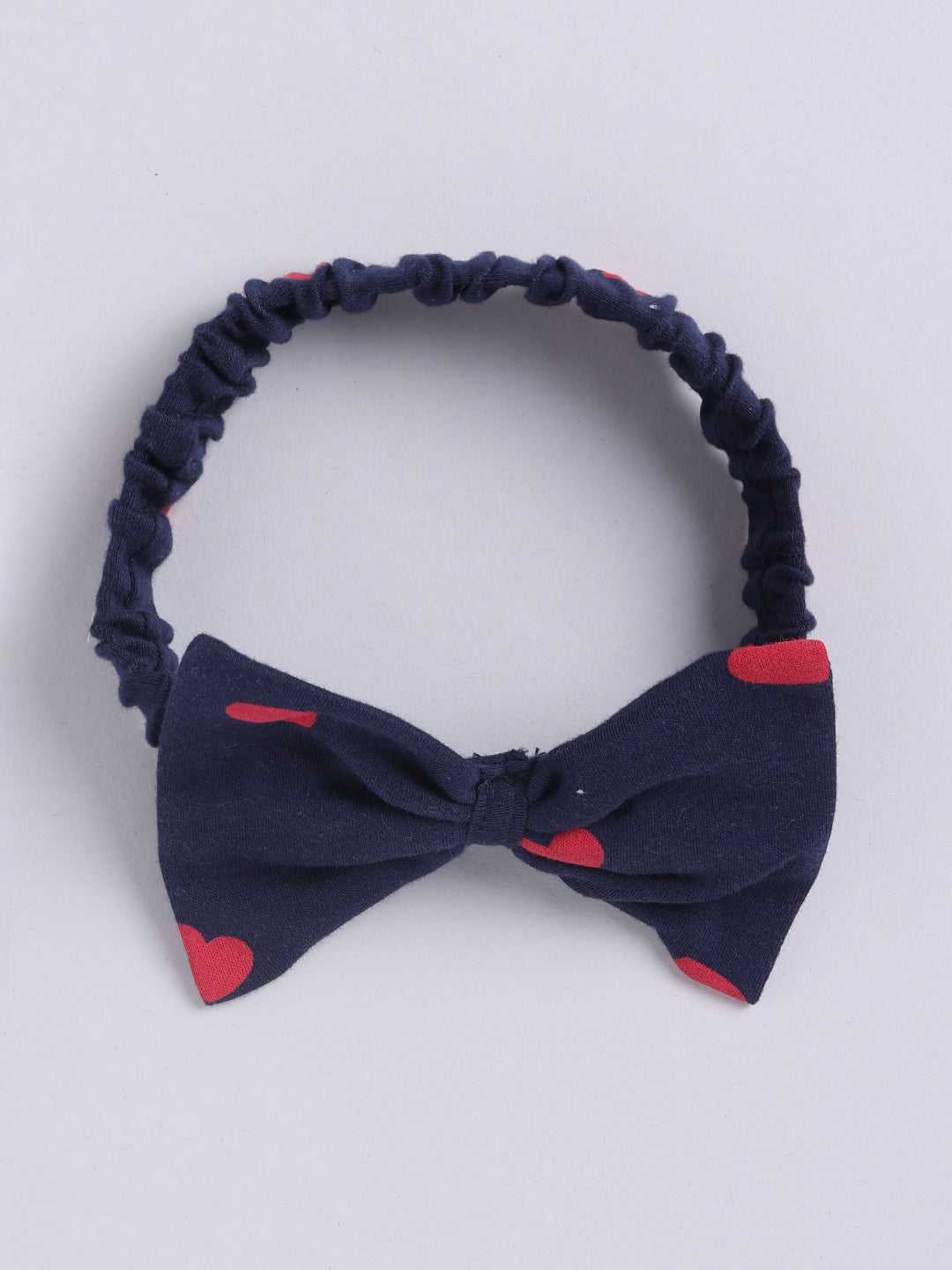 Red Heart Print Head Band with Bow - 0 to 2 years