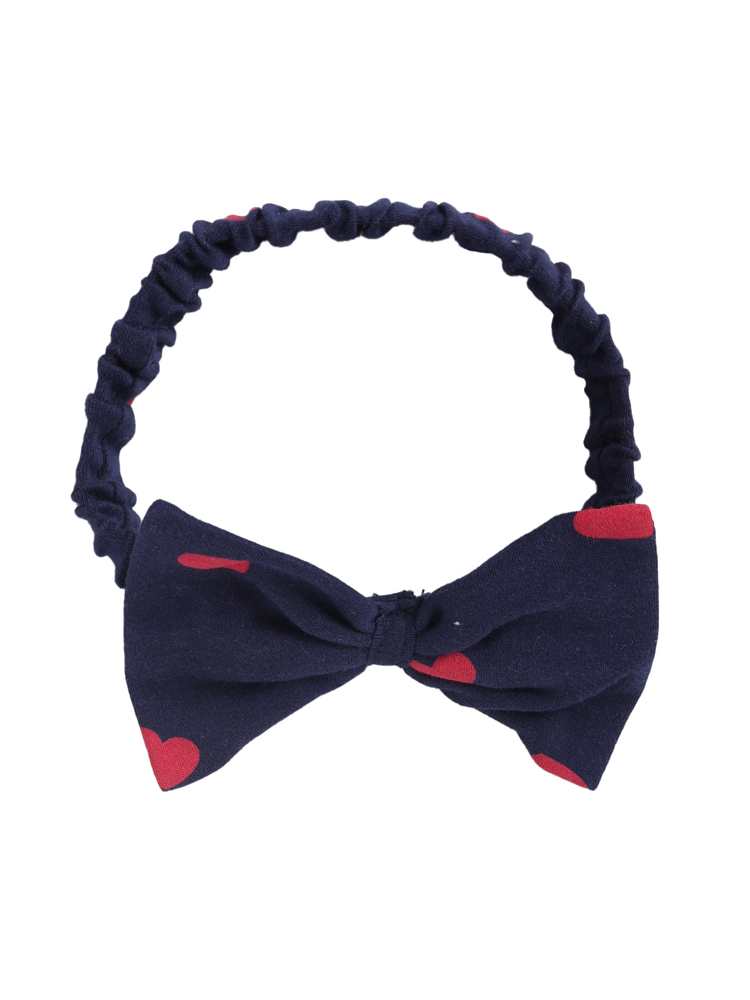 Red Heart Print Head Band with Bow - 0 to 2 years