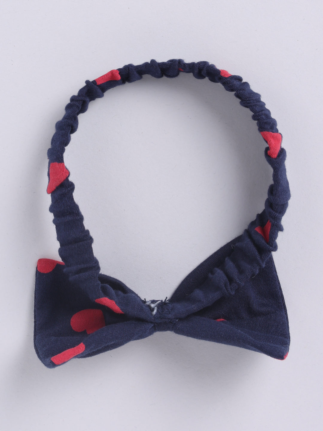 Red Heart Print Head Band with Bow - 0 to 2 years