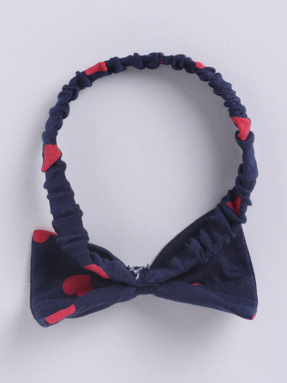 Red Heart Print Head Band with Bow - 0 to 2 years