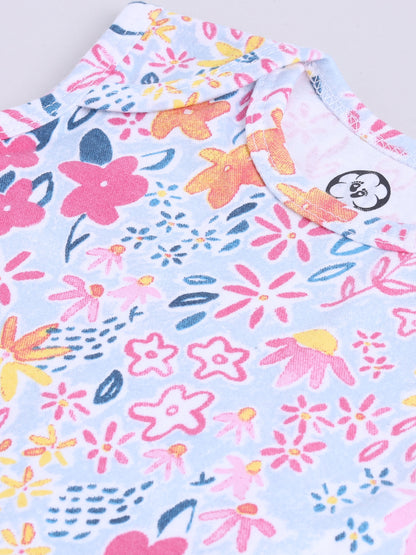 Flower Print Sleeve Less Onesie