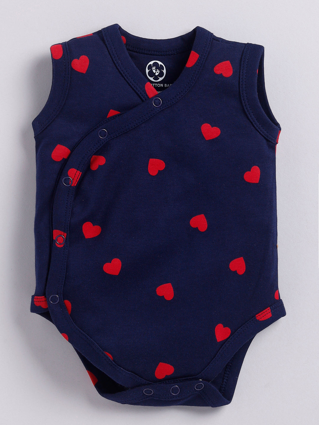 Red Heart Print Sleeve Less Onesie