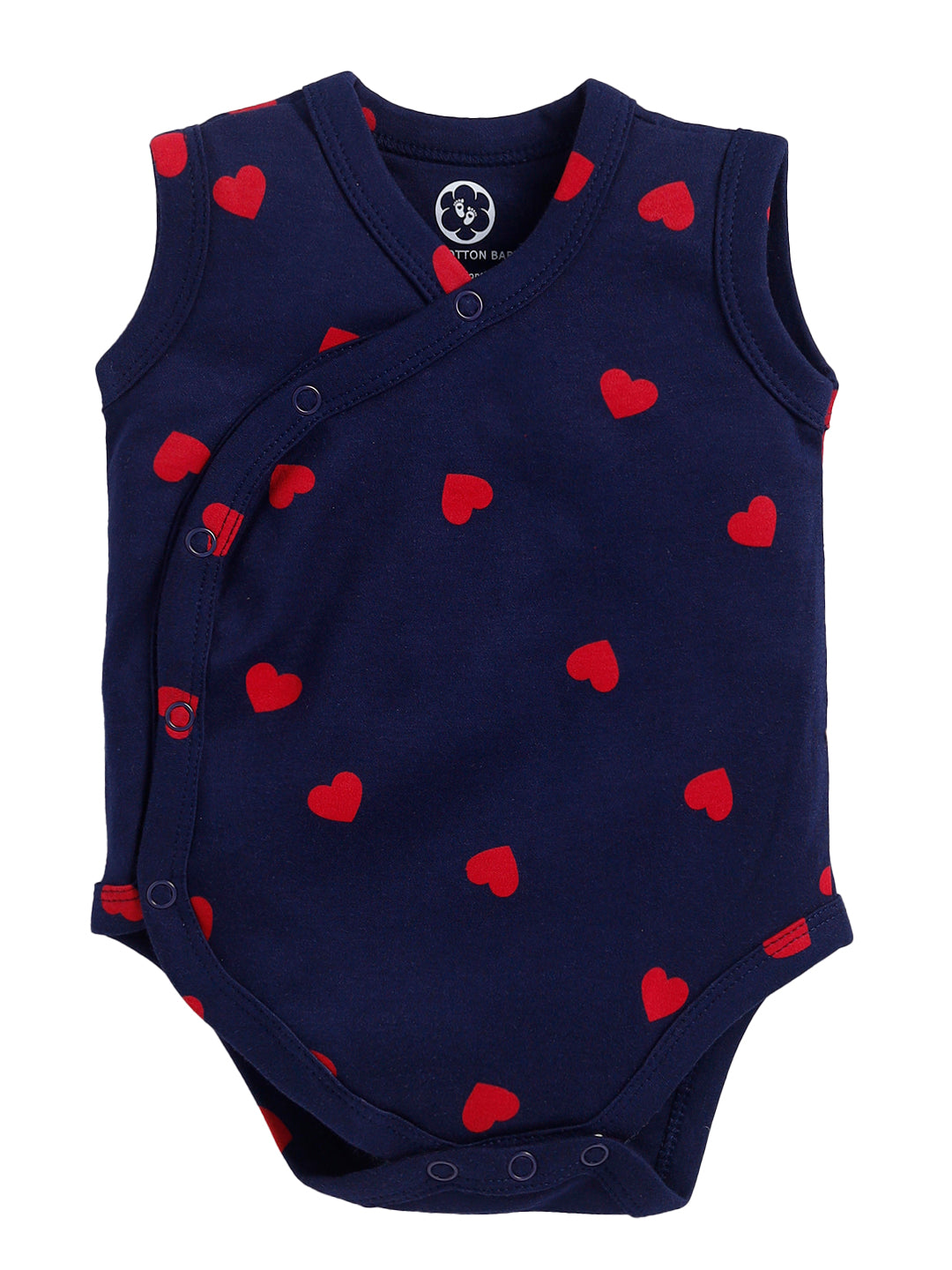 Red Heart Print Sleeve Less Onesie