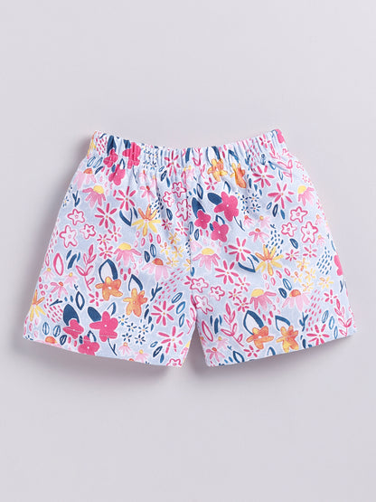 Flower Print Half Sleeve T-shirt and Shorts