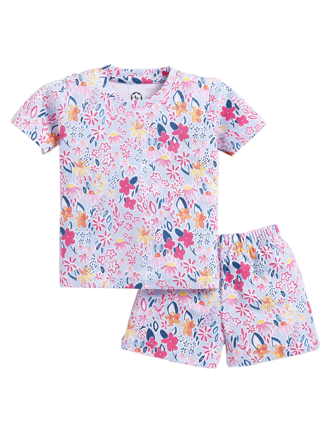 Flower Print Half Sleeve T-shirt and Shorts