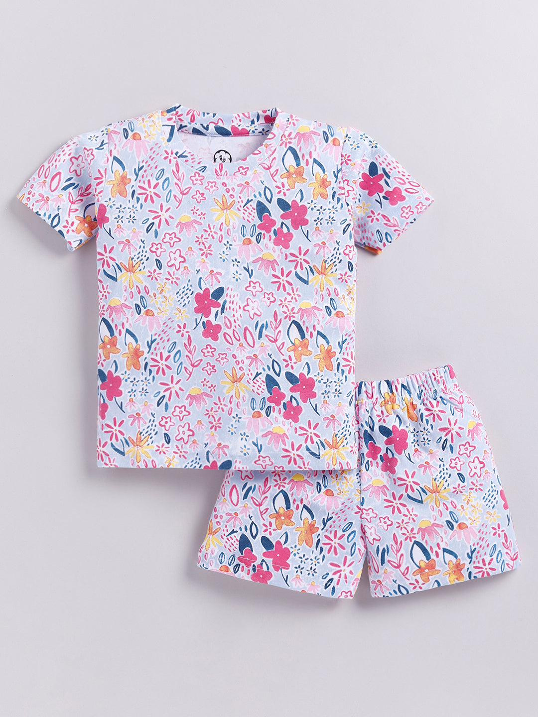 Flower Print Half Sleeve T-shirt and Shorts