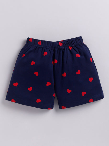 Red Heart Print T-Shirt and Short Set