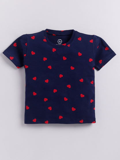 Red Heart Print T-Shirt and Short Set