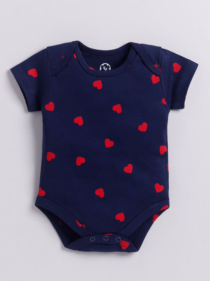 Red Heart Print Half Sleeve Onesie