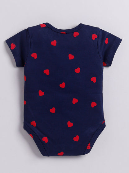 Red Heart Print Half Sleeve Onesie