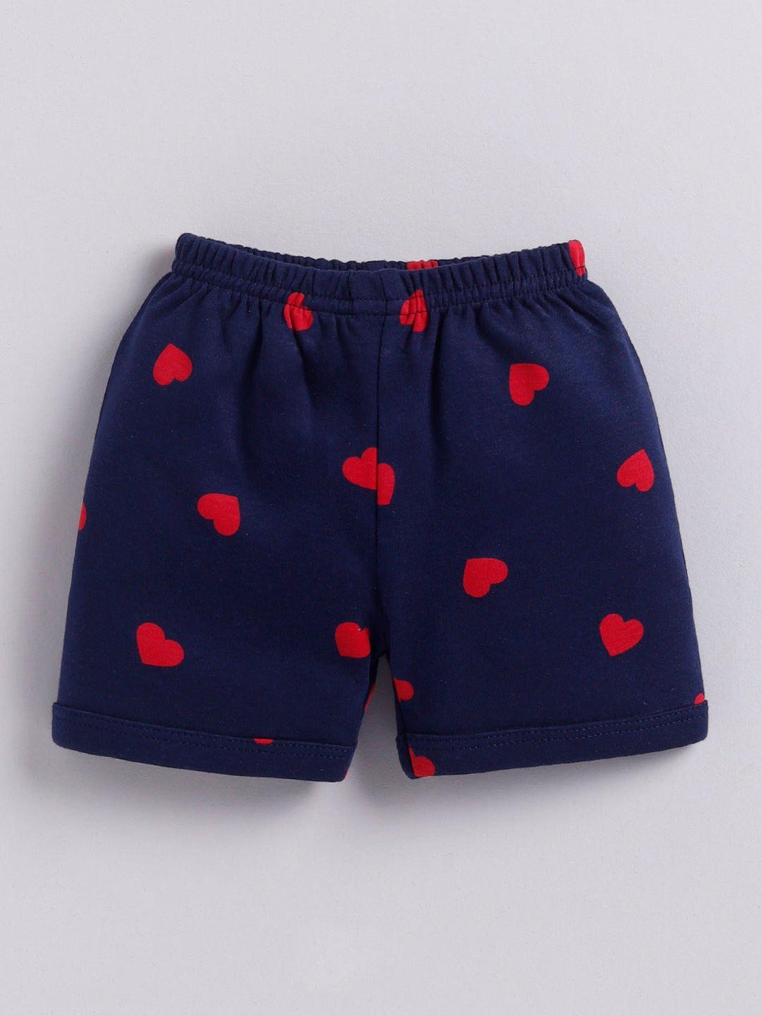 Red Heart Print Sleeve Less Jabla & Shorts